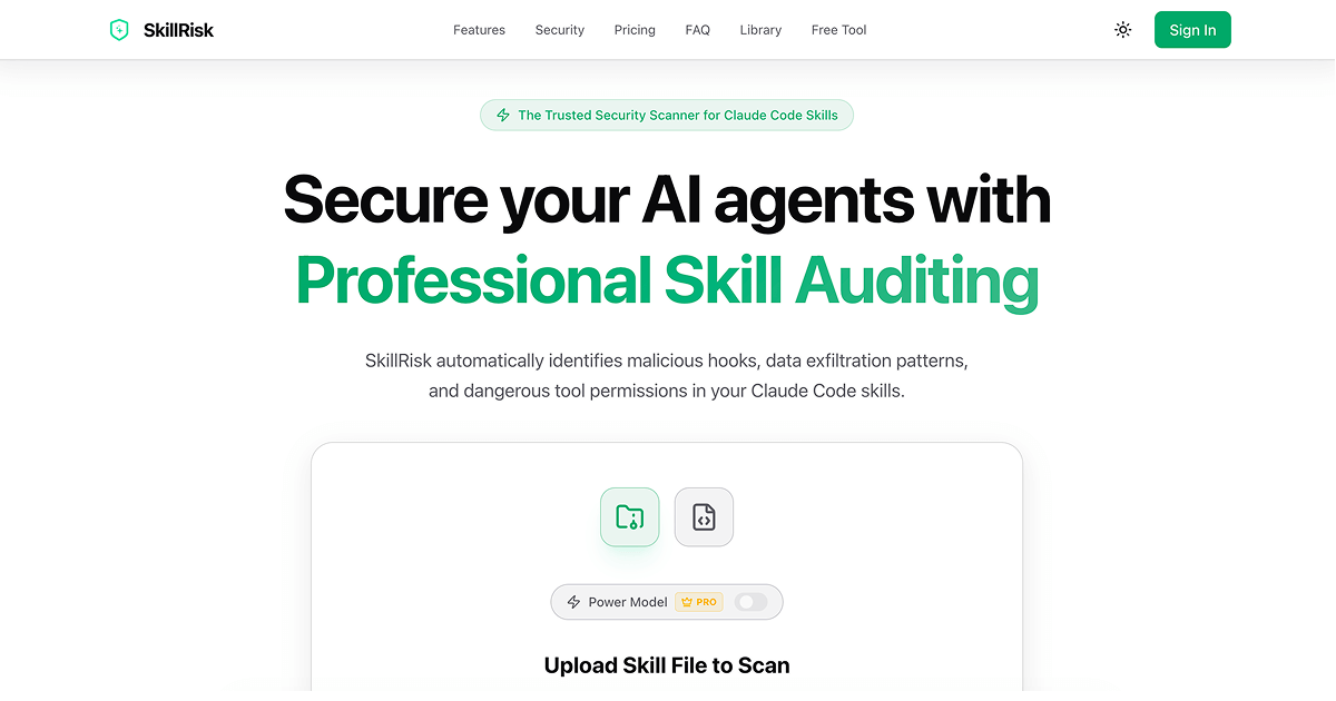 SkillRisk - Free AI Agent Security Scanner | OpenClaw & MCP